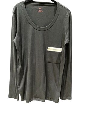 LNA Black Long Sleeve Tee with Gold Zip Pocket Trim Size L